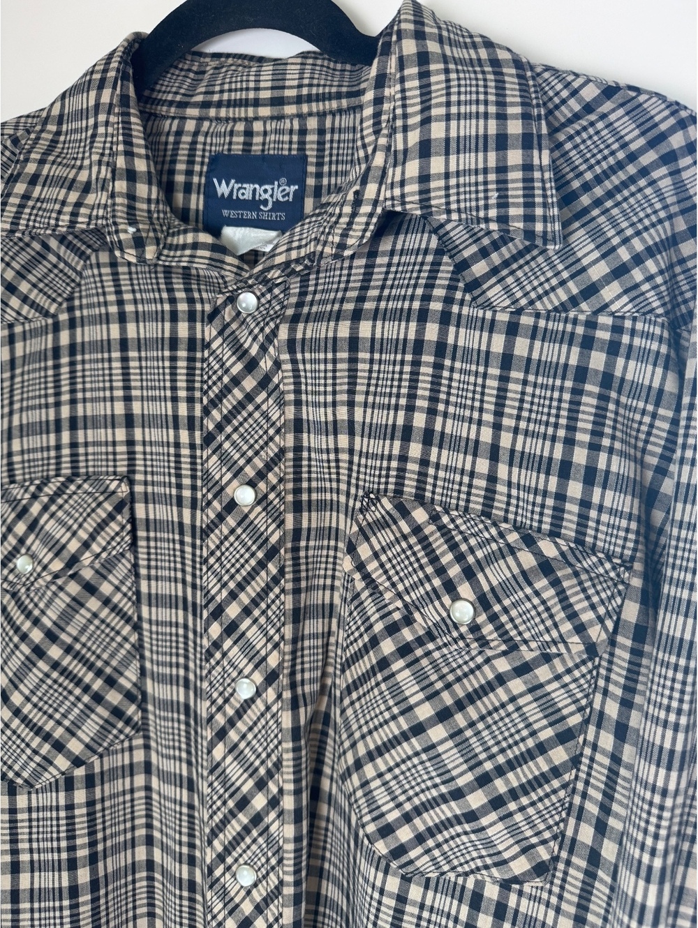 Wrangler Western Shirt Men’s Large 75204PP Plaid Pearl Snap Cowboy Long Sleeve - Picture 3 of 8